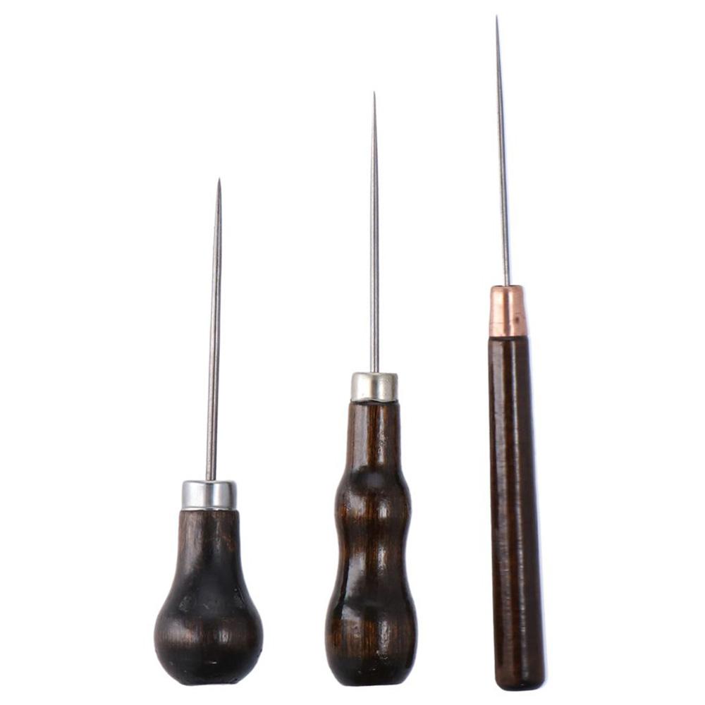 3Pcs Wooden Handle Scratch Awl - Leatherwork Punch ulasan dan harga